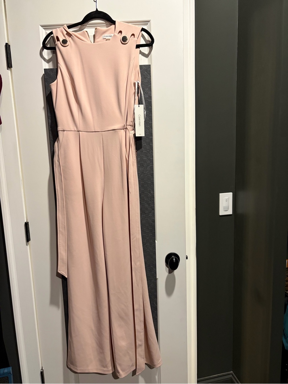 Calvin Klein Blush Pink Sleeveless Maxi Dress with Grommet Shoulders